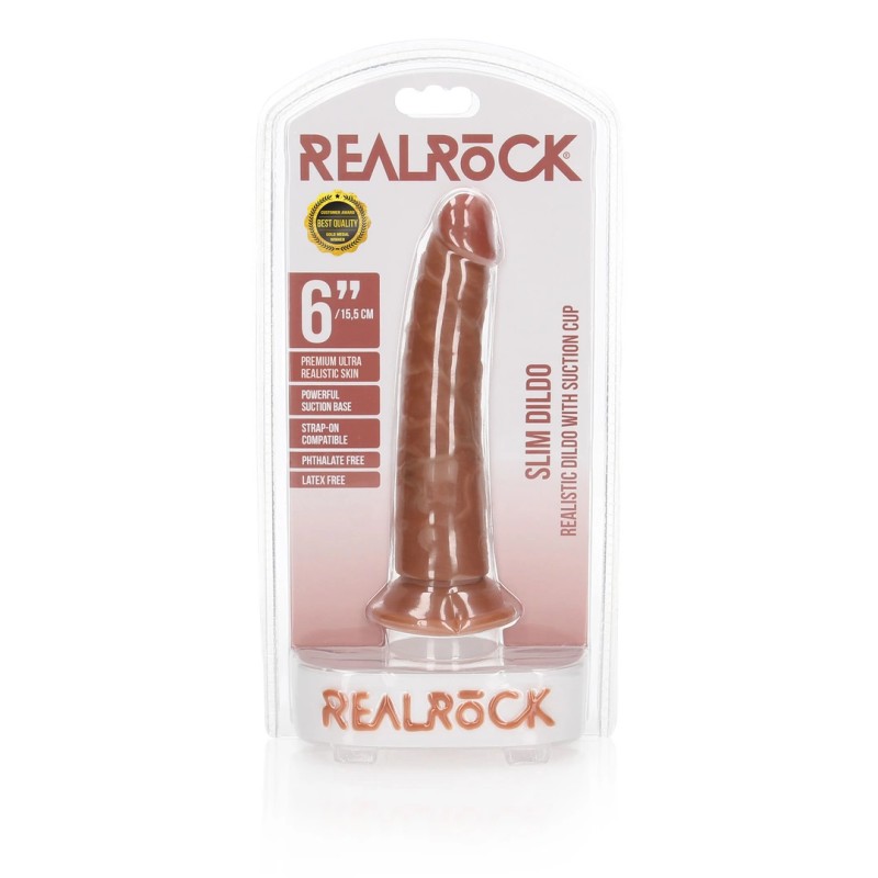 RealRock - Cienkie realistyczne dildo z przyssawką 15,5 cm